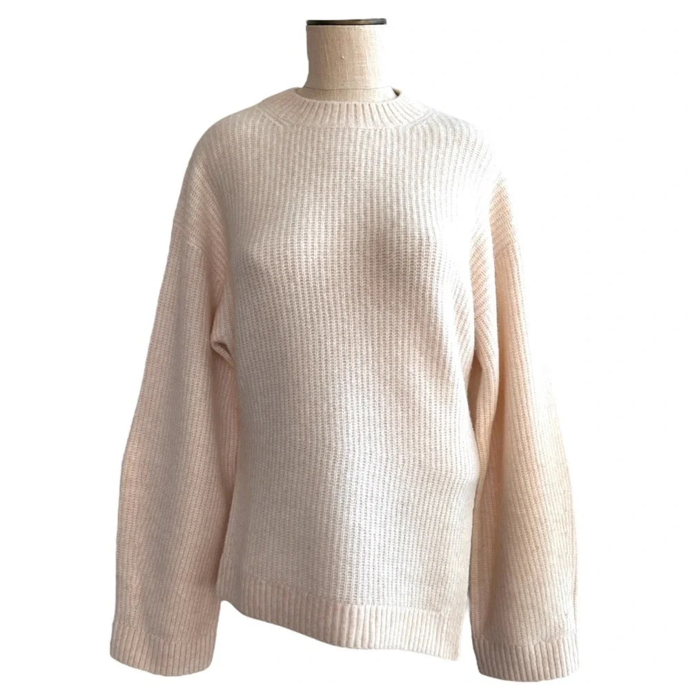 NWOT & Other Stories Asymmetric Hem Ribbed Wool Sweater in Ivory S - Picture 9 of 9